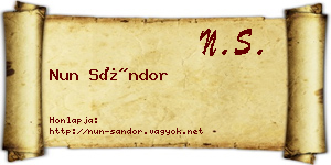 Nun Sándor névjegykártya