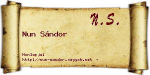 Nun Sándor névjegykártya